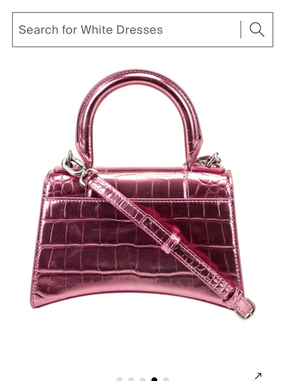 Balenciaga Metallic Fuchsia Croc-Embossed Hourglass Satchel - Picture 6 of 15